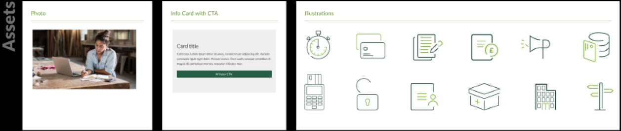 Image of assets and components that would be included in a design system