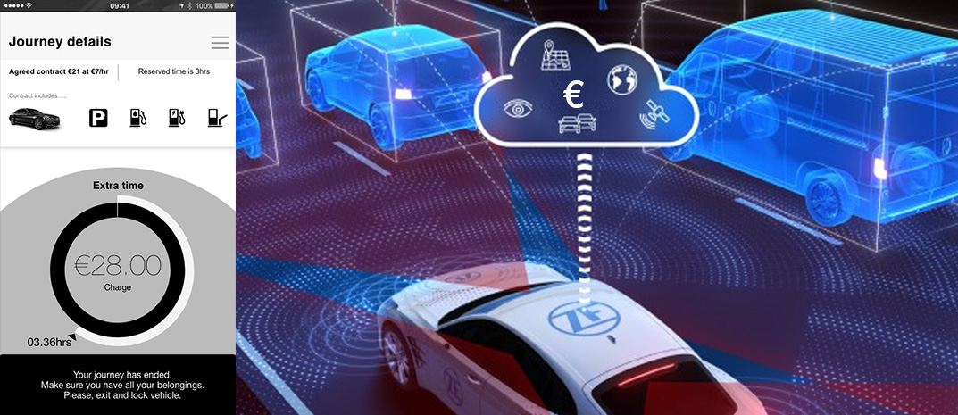 image of a vehicle sending and receiving digital payment on the go.